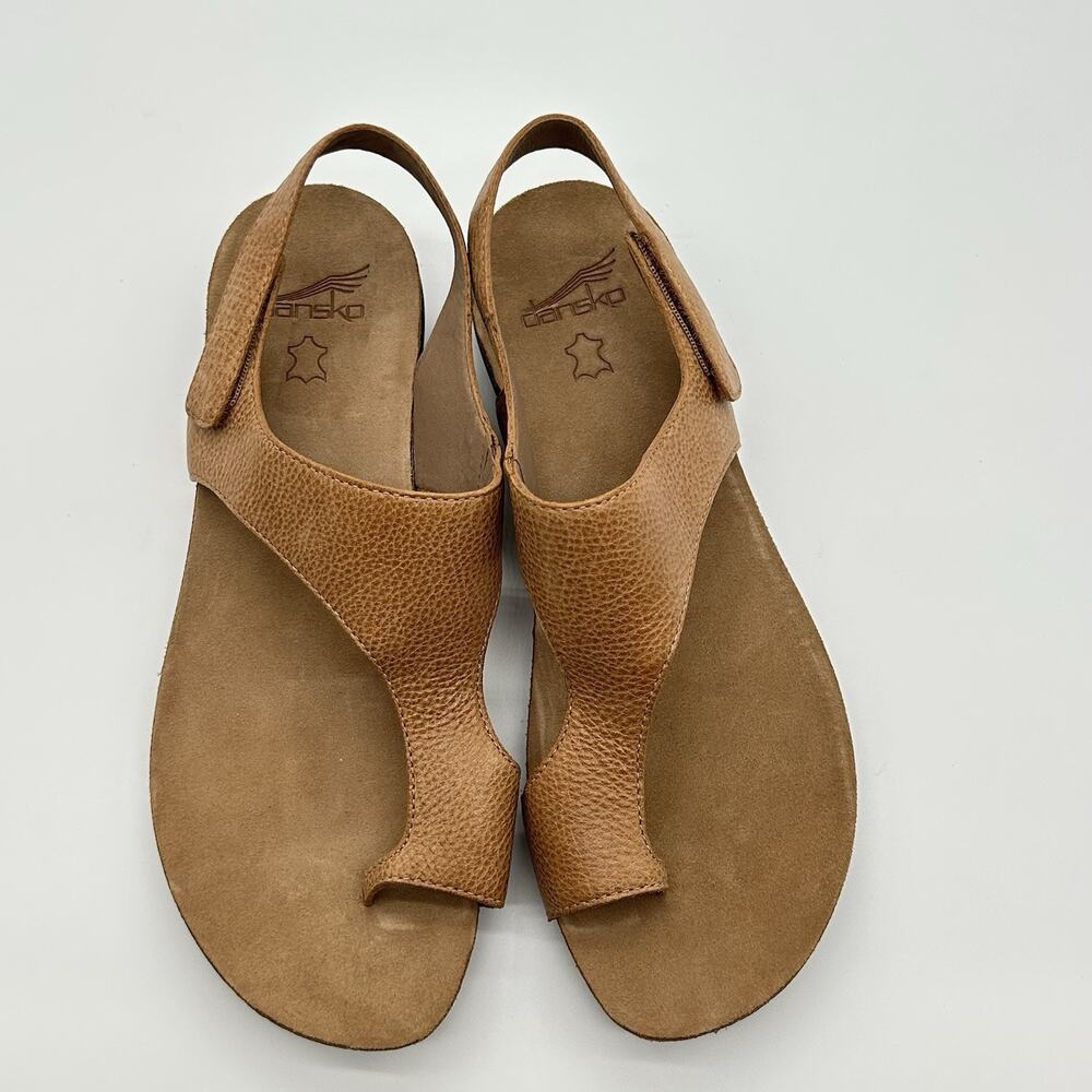 Dansko Reece 41 11 11.5 Leather Comfort Sandals Boho Toe Loop Casual Chic Earth